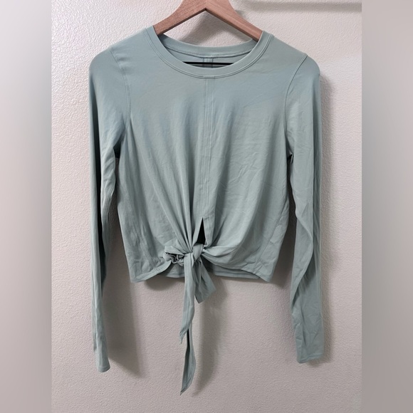 lululemon athletica Tops - Lululemon Time to Restore Cropped‎ Tie Long Sleeve Shirt Preppy Athleisure
